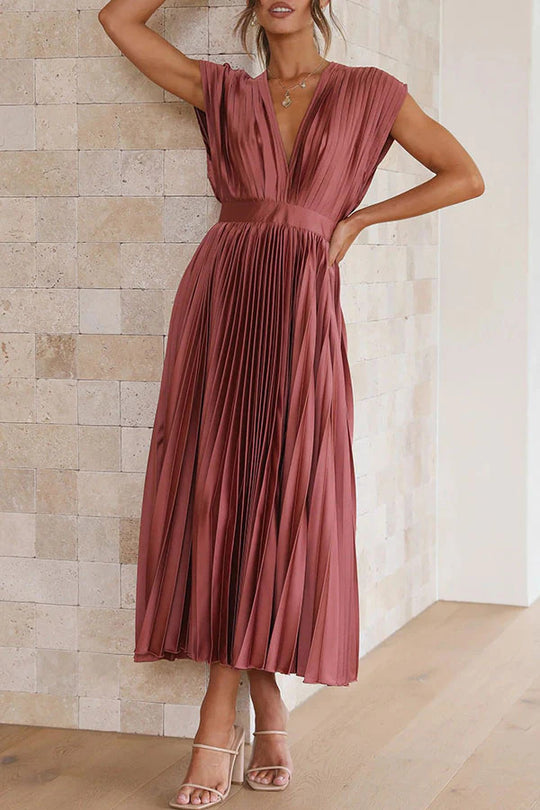 Damen Maxikleid mit Faltenwurf und tiefem V-Ausschnitt EB