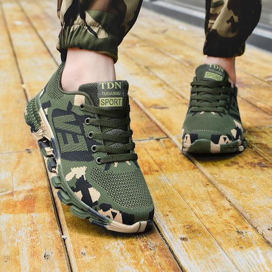 Damen Sportliche Freizeitsneaker mit Camouflage-Design und atmungsaktiver Obermaterialstruktur EB