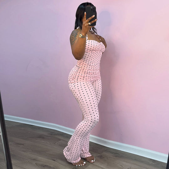 Damen Eleganter Crop-Top und Flared-Hosen Set EB