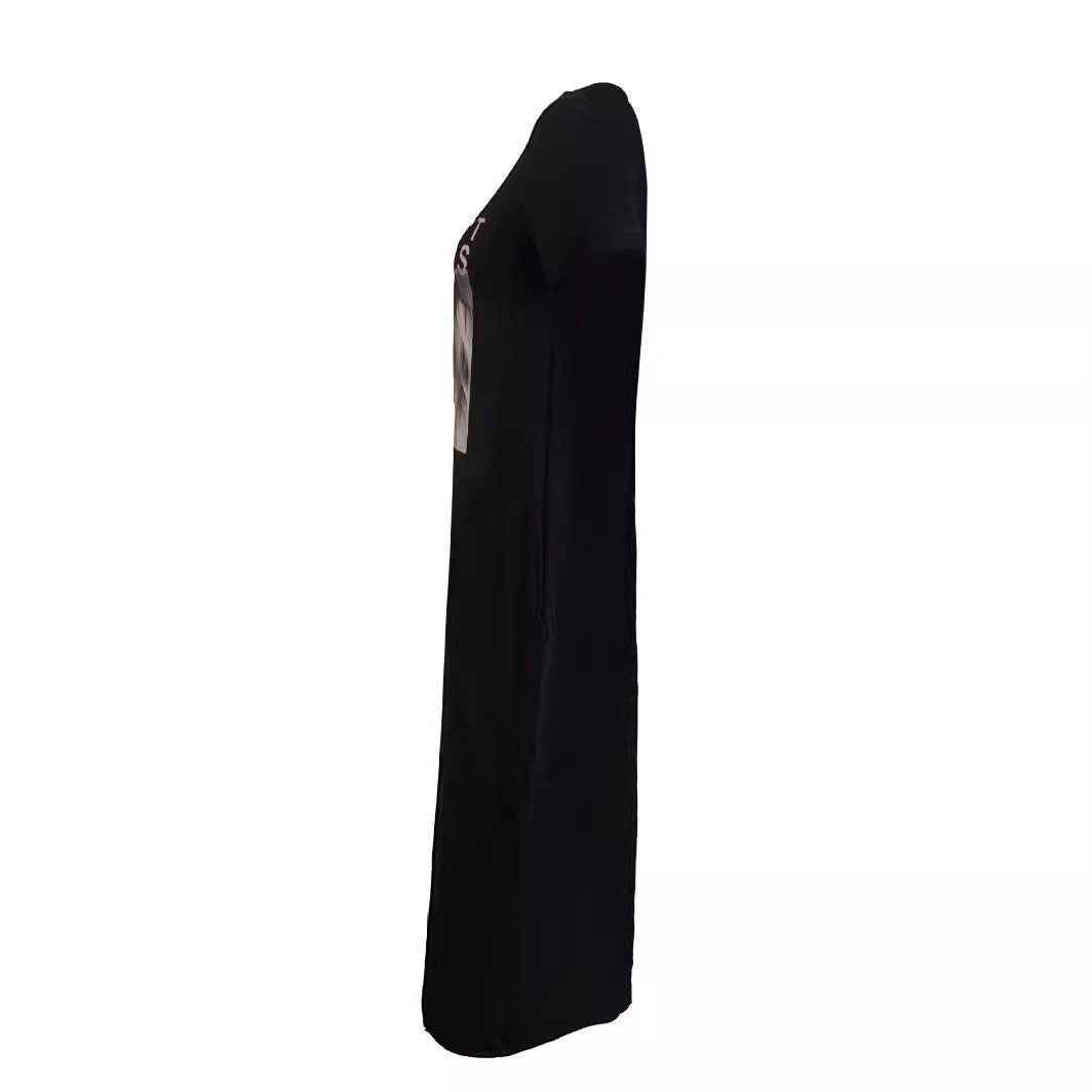 Damen Komfortables Baumwoll-Maxi-Kleid mit grafischem Druck EB