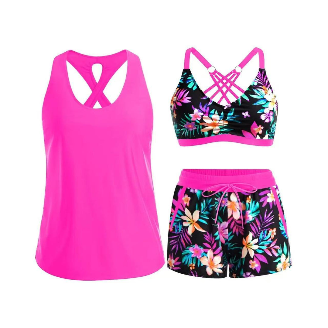 Damen Sport-Badeanzug-Set mit modischem Racerback und Shorts EB