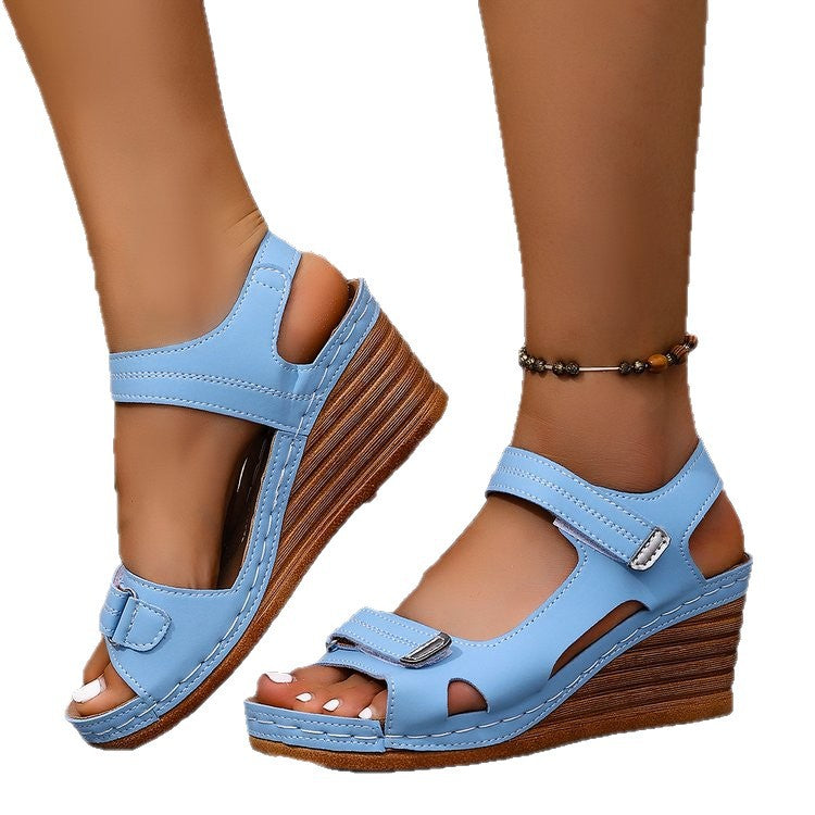 Damen Wedge-Sandaletten mit ergonomischem Riemendesign und Komfort-Fußbett EB