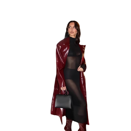 Damen Eleganter und figurbetonter Maxikleid mit transparenten Einsätzen EB