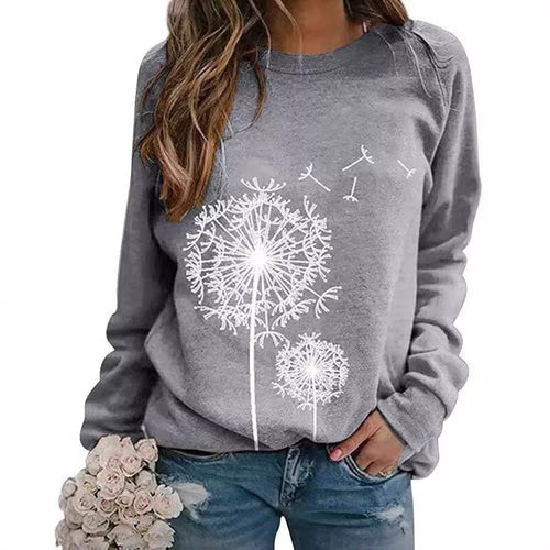 Damen Sweatshirt mit elegantem Pusteblumen-Motiv EB