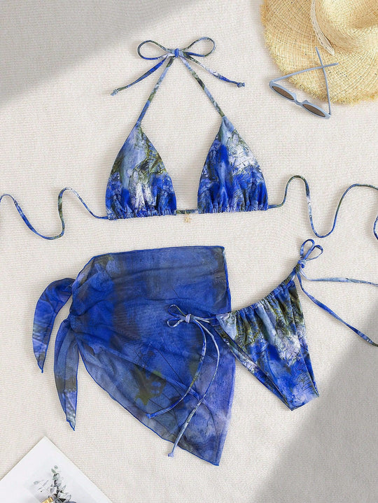 Damen Triangel-Bikini mit floralem Design EB