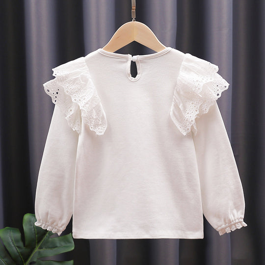 Mädchen Rundhals Sweatshirt mit Rüschendetails und Herzapplikation EB