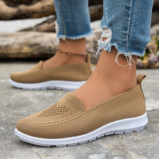 Damen Atmungsaktive Slip-On Freizeitschuhe mit komfortablem Absatz EB
