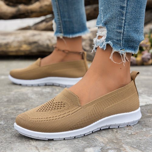 Damen Atmungsaktive Slip-On Freizeitschuhe mit komfortablem Absatz EB