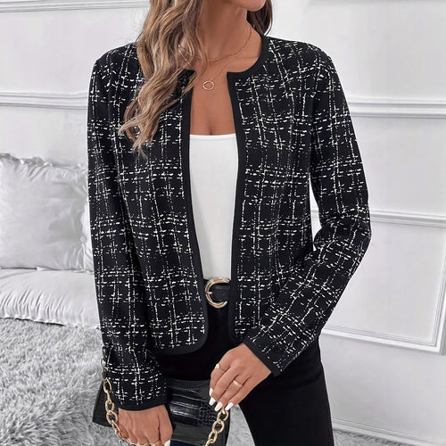 Damen strukturierte Blazerjacke mit Kontrastdetails EB