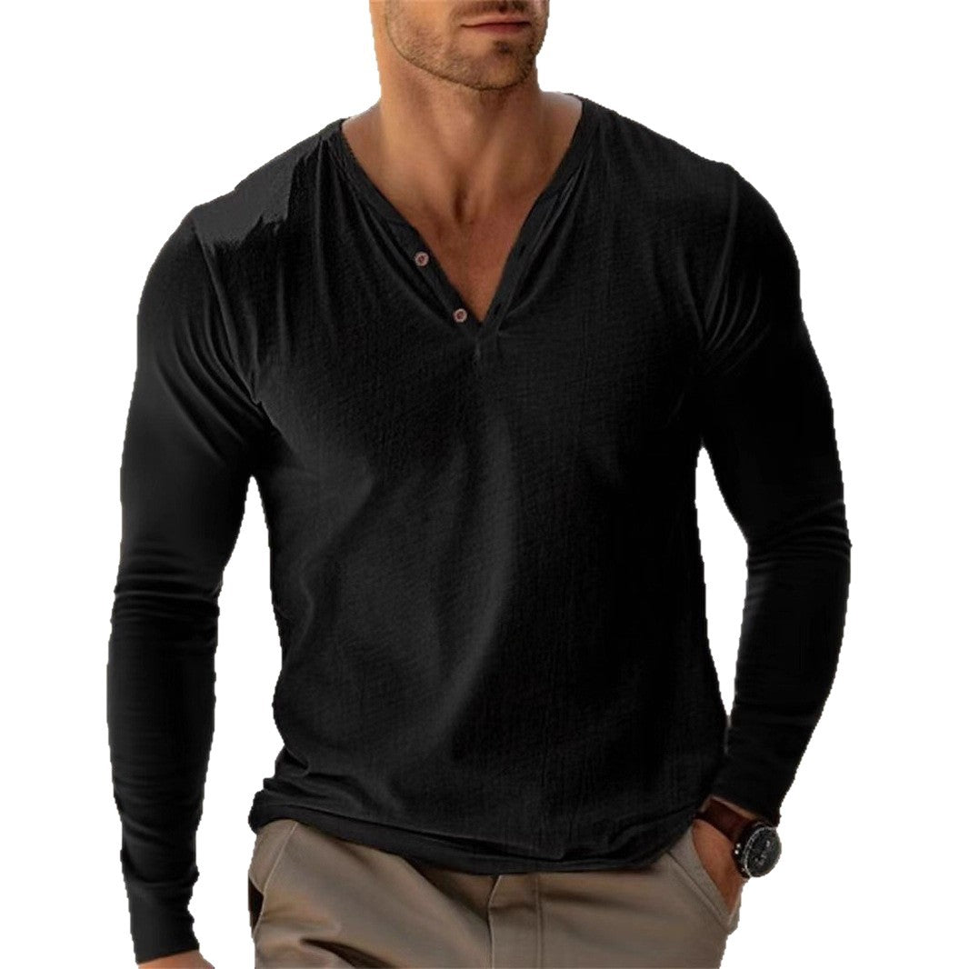 Herren Langarm Shirt mit modischem Henley-Ausschnitt EB