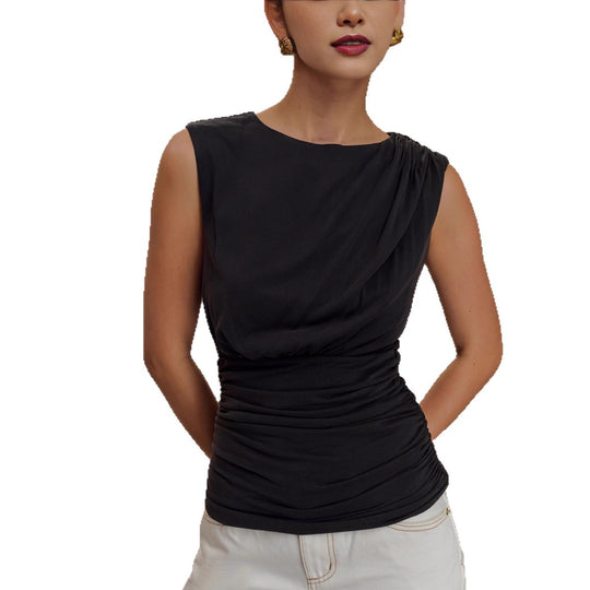 Damen figurbetontes Oberteil mit raffiniertem Drapierungsdesign EB