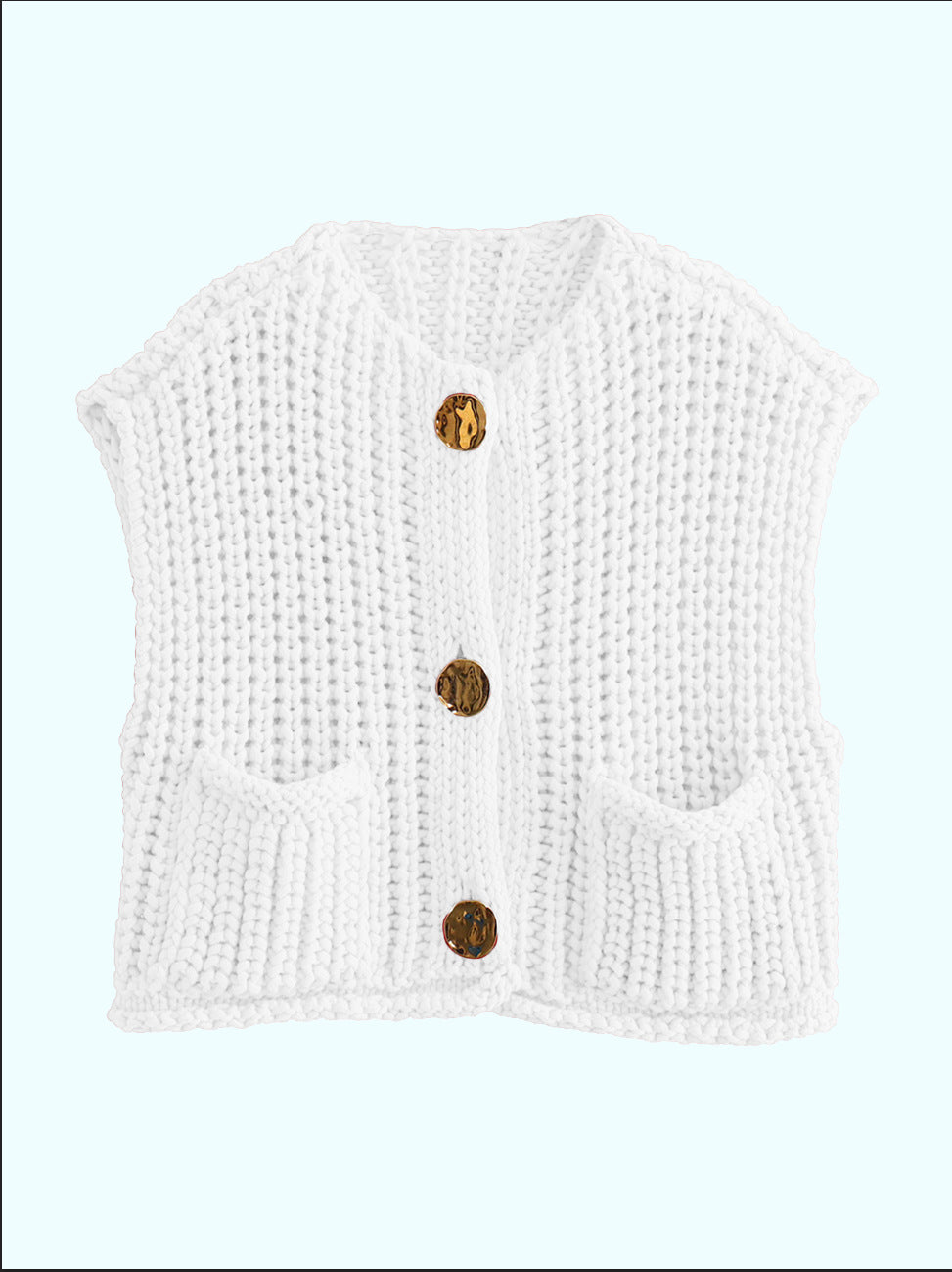 Damen Strickweste mit Knöpfen und Taschen EB