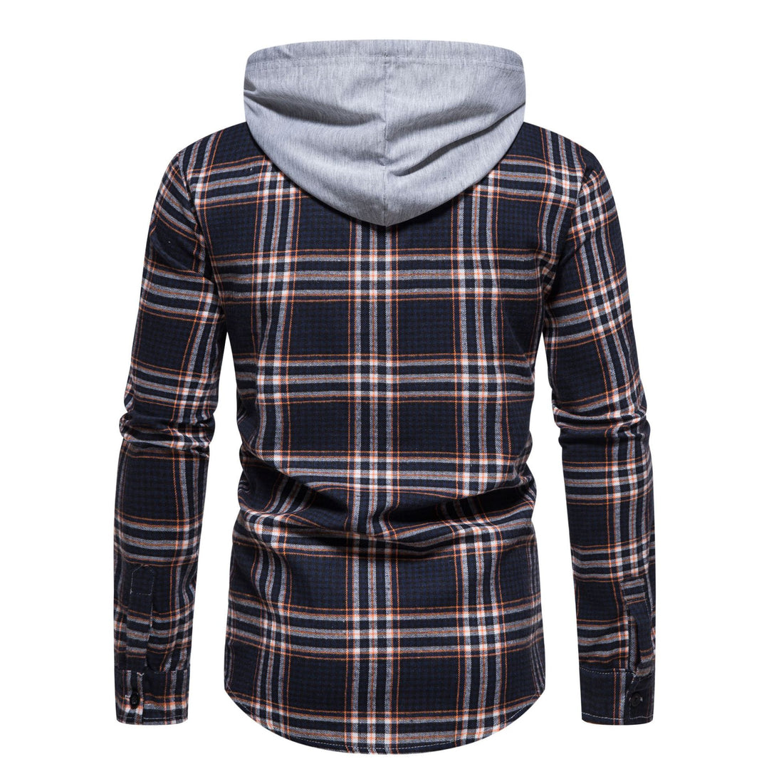 Herren Karo-Hemdjacke mit integrierter Kapuze und modernen Mustern EB