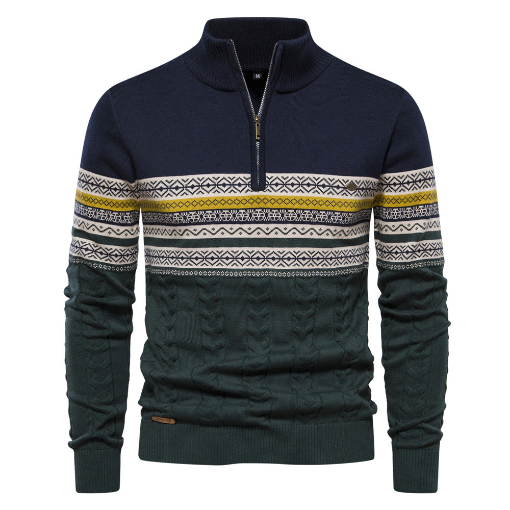 Herren Pullover mit modernem Zipper und attraktiven Farbmustern EB