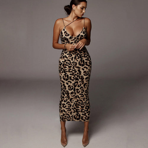 Damen Figurbetontes Kleid mit aufregendem Leopardenmuster EB