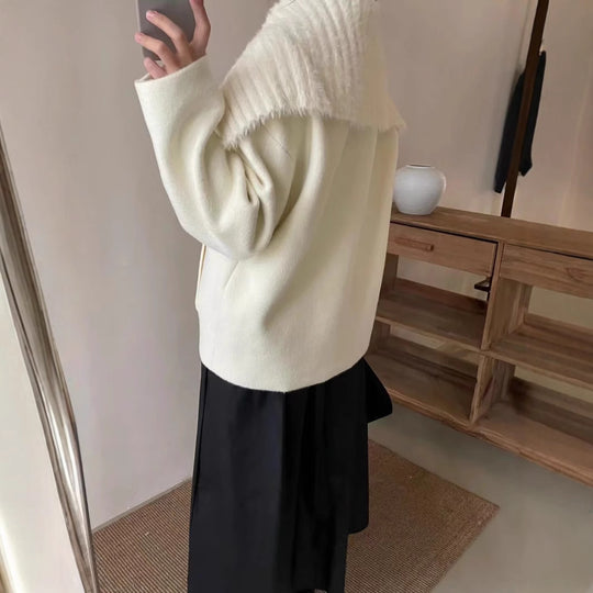 Damen Kuschelige Fleecejacke mit breitem Kragen EB