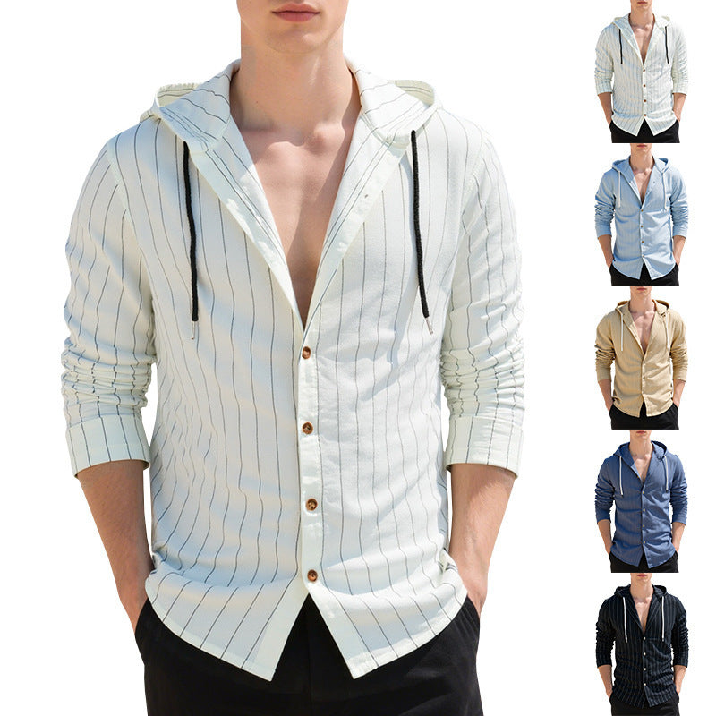 Herren lässige und modische Hemdjacke mit Kapuze EB