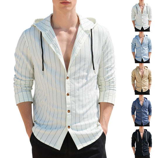 Herren lässige und modische Hemdjacke mit Kapuze EB
