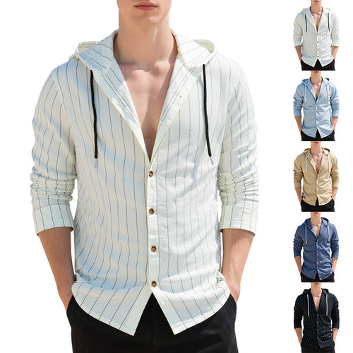 Herren lässige und modische Hemdjacke mit Kapuze EB