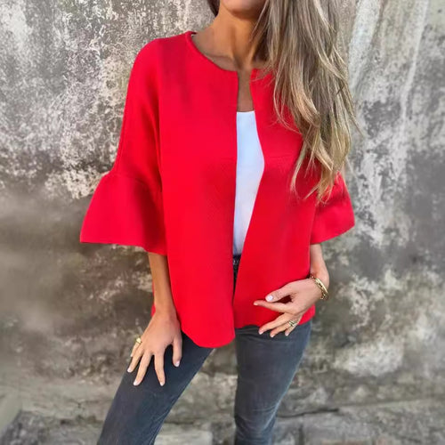 Damen modische Cardigan mit auffälligen Glockenärmeln und lockerer Passform EB