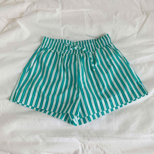 Damen bequeme Freizeit-Shorts mit farbenfrohem Streifenmuster und elastischem Bund EB