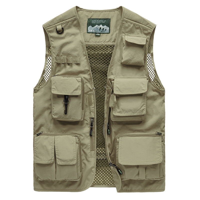 Herren Multifunktionale Angel- und Outdoorweste mit Mesh-Rücken und Mehrfachtaschen EB