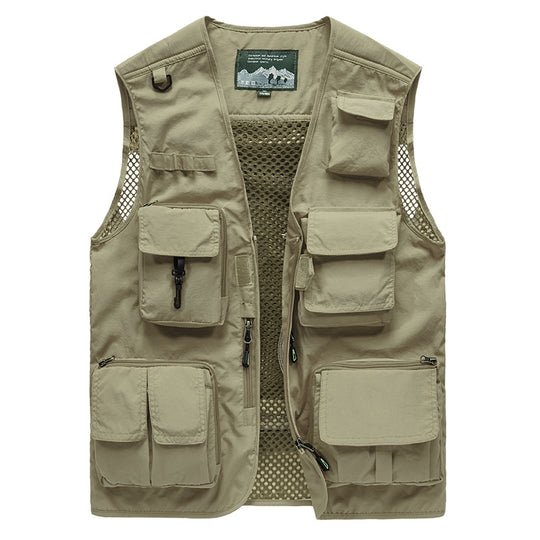 Herren Multifunktionale Angel- und Outdoorweste mit Mesh-Rücken und Mehrfachtaschen EB