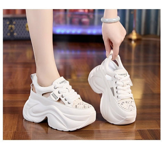 Damen Plateau-Sneaker mit luftiger Oberflächenstruktur und bequemer Dämpfung EB