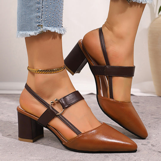 Damen Slingback Heels mit transparentem Design und elegantem Blockabsatz EB