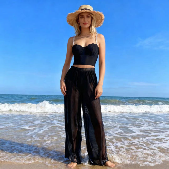 Damen Palazzohose mit eleganten transparenten Akzenten EB