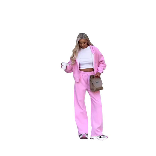 Damen nan cropped Kapuzenjacke mit durchgehendem Reißverschluss und taillenhoher Jogginghose Set EB