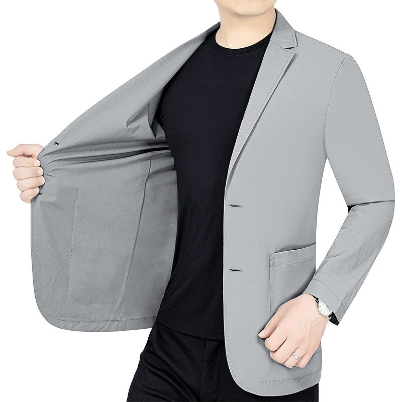 Herren legerer elastischer Sommerblazer mit dreiviertelärmeln und schlanker Passform EB