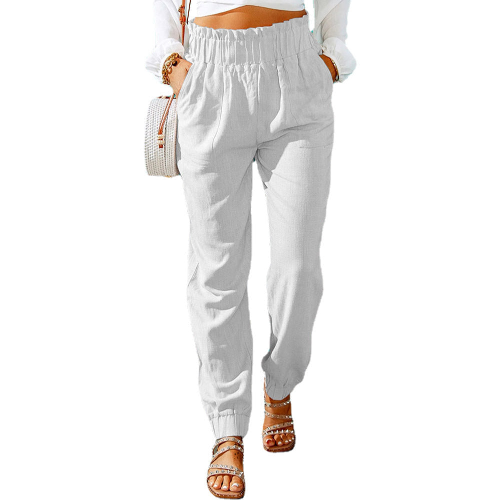 Damen Bequeme und elegante Sommerhose mit elastischem Bund und praktischen Taschen EB
