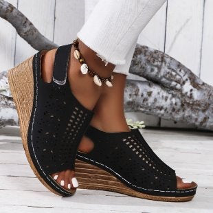 Damen Komfortable Wedge-Sandalen mit luftiger Netzstruktur EB