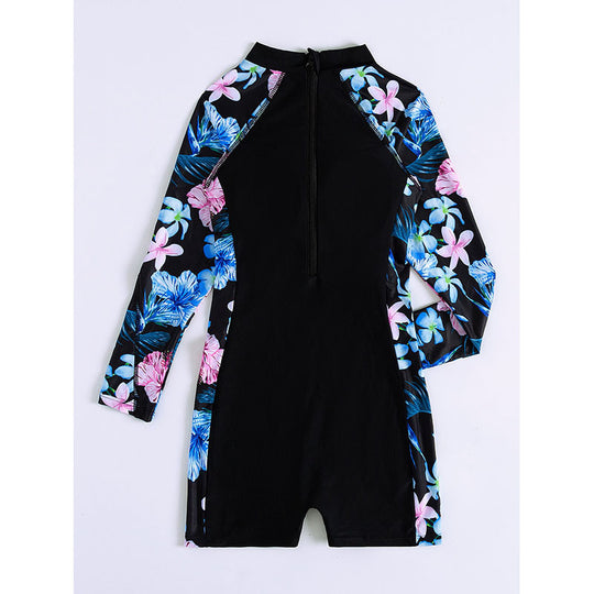Damen Langarm-Badeanzug mit floralem Design EB
