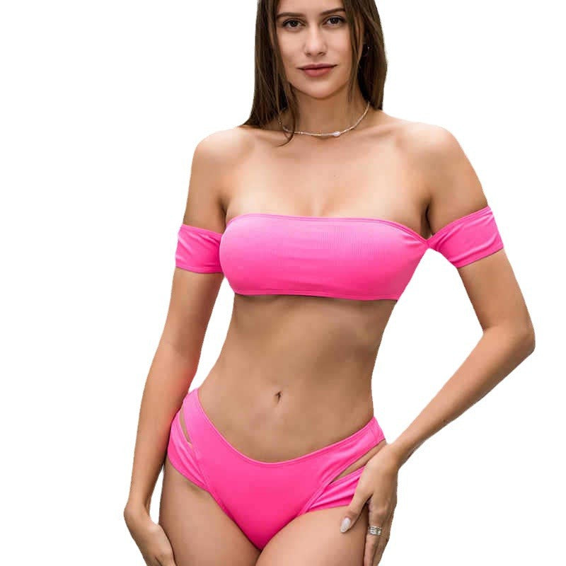 Damen Bandeau-Bikini-Set mit herausnehmbaren Trägern und eleganten Cut-Out-Details EB
