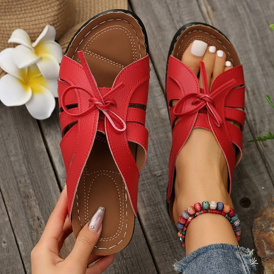 Damen Komfortable Schlupfsandalen mit modischem Schleifendetail EB