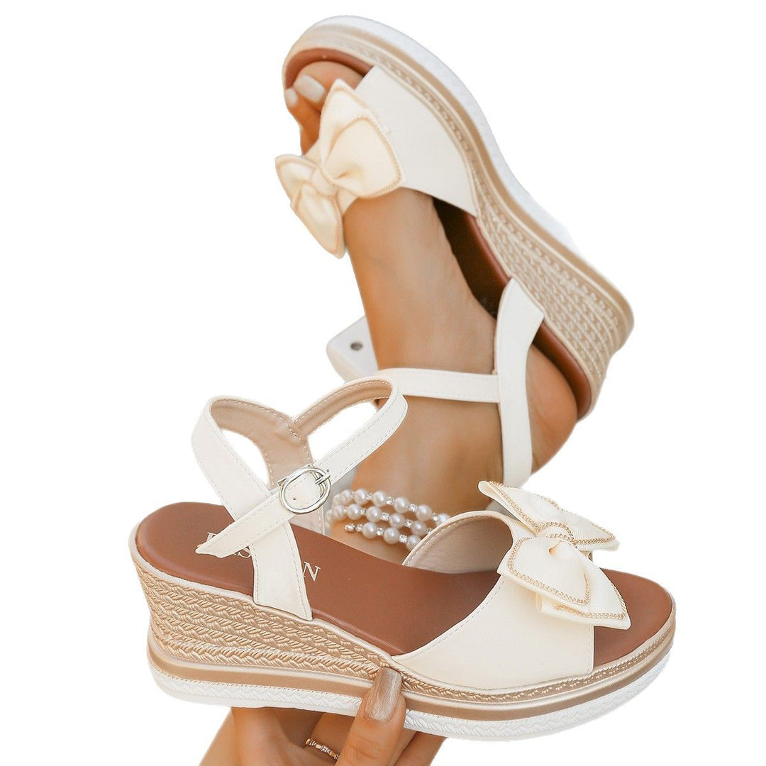 Damen Wedge-Sandalen mit elegantem Schleifen-Design EB