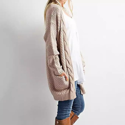 Damen Luftiger Strickcardigan mit offenen Taschen und lässigem Schnitt EB