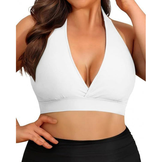 Damen Triangel-Bikini-Oberteil mit tiefem V-Ausschnitt und verstellbaren Trägern EB