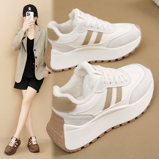 Damen Chunky Sneakers mit kuscheligem Innenfutter und rutschfester Sohle EB