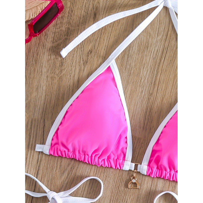 Damen Triangel-Bikini mit verspielten Schnürdetails und modischem Charm EB