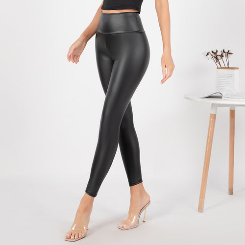 Damen Hochglänzende Leggings mit hohem Bund und formendem Schnitt EB