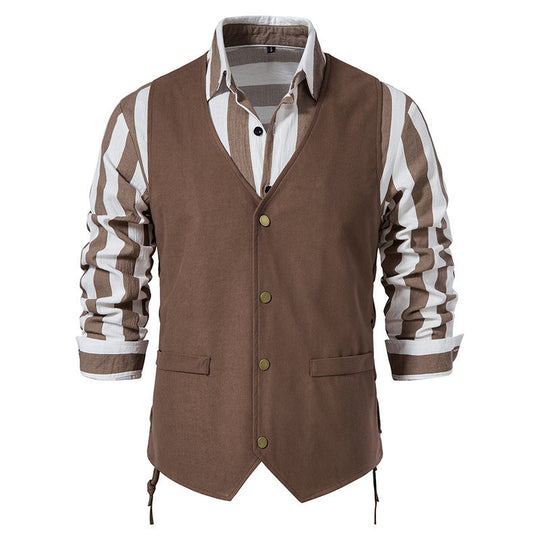 Herren elegante Weste mit feinem Stoff und praktischen Taschen EB