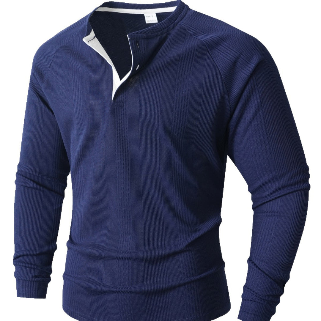 Herren Langarm Henley-Shirt mit strukturierter Oberfläche EB