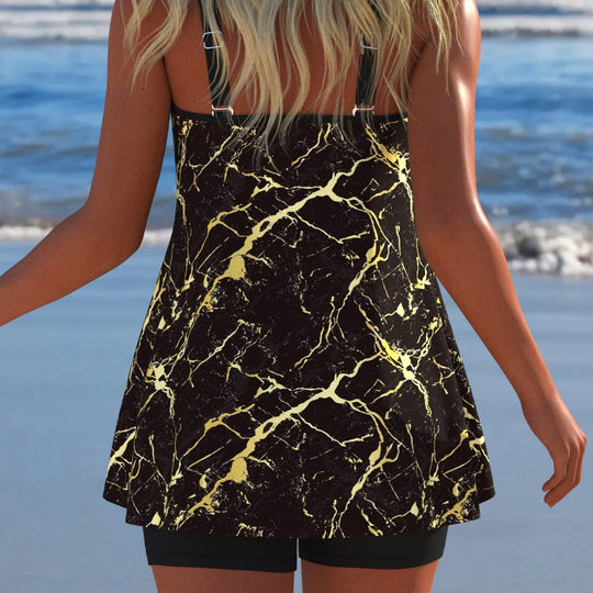 Damen Schwimmanzug mit modischem A-Linien-Schnitt und floralem Design EB