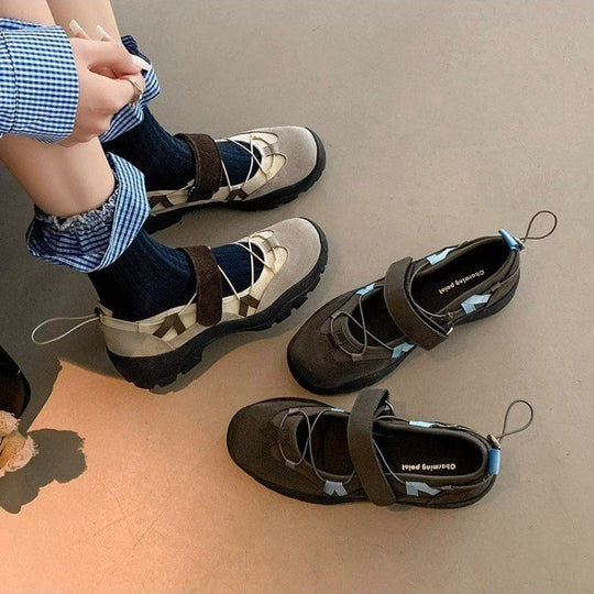 Damen Sportliche Ballerinas mit verstellbarem Riemen und rutschfester Sohle EB