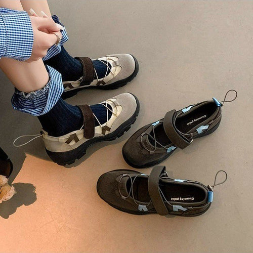 Damen Sportliche Ballerinas mit verstellbarem Riemen und rutschfester Sohle EB