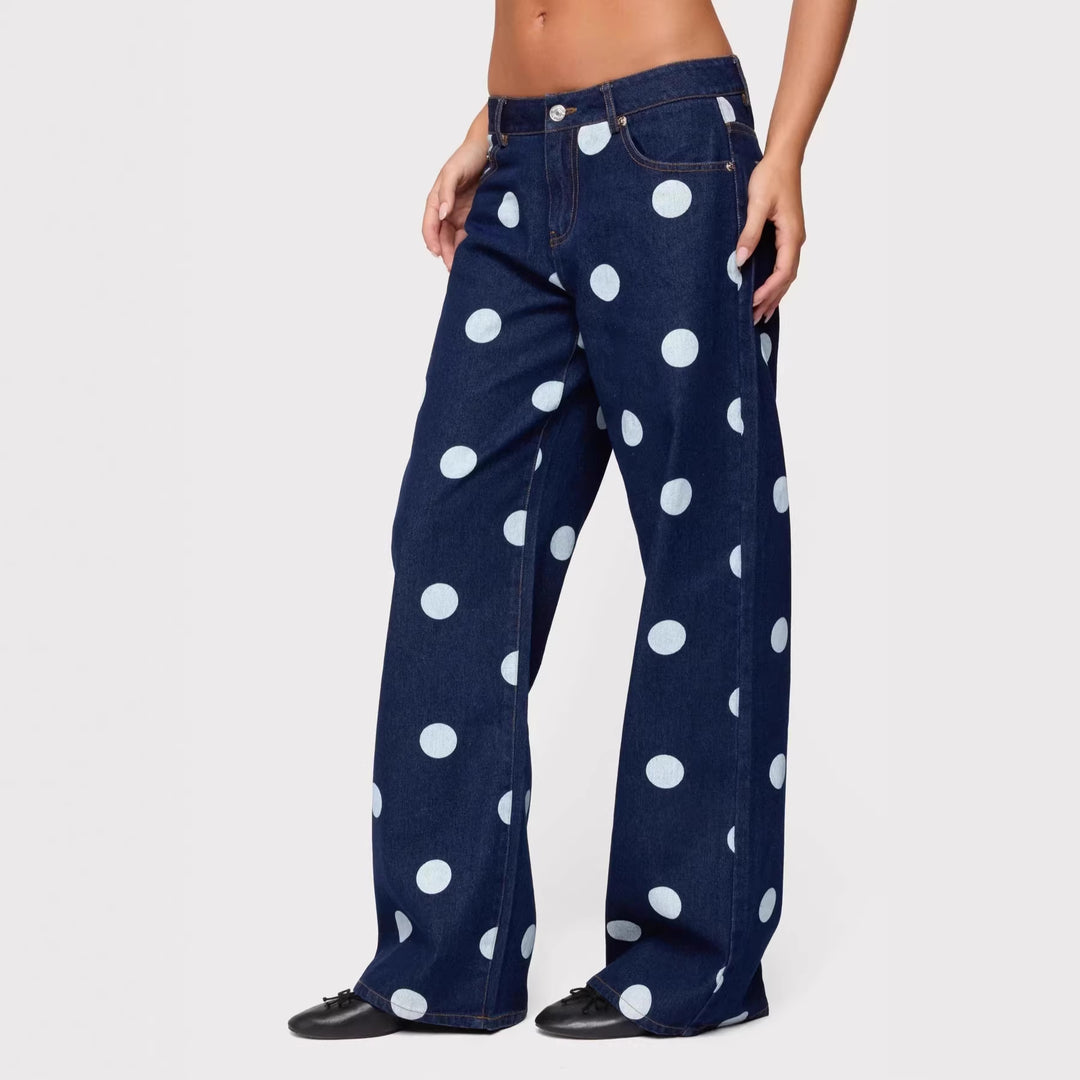 Damen Polka-Dot Denim-Set mit lässiger Schnittführung und angesagten Details EB