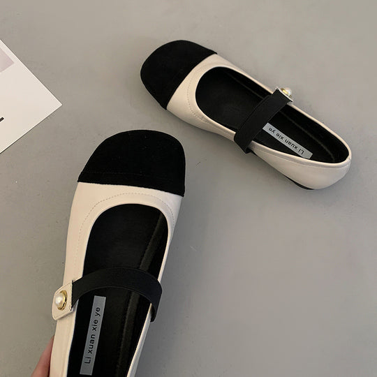 Damen Ballerinas mit elegantem Riemchen und modischer Perlenverzierung EB